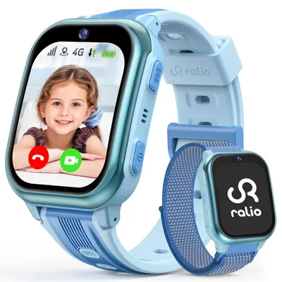 Productafbeelding van Ralio R5 Plus 4G GPS Kindersmartwatch – blauw Smartwatch voor kinderenmet gebogen Ultra-HD-display – Videobellen, SOS-Knop, Schoolmodus