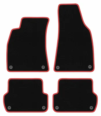 Productafbeelding van Velours automatten voor Seat Exeo 2008-2015 (sedan/stationwagen) – 4-delig, zwart/rood, op maat – Wielganizator CARLUX