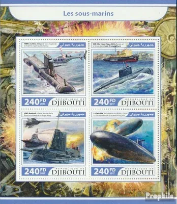Produktbild von Briefmarken Dschibuti 2017 Mi 1593-1596 Kleinbogen (kompl. Ausg.) postfrisch U-Boote
