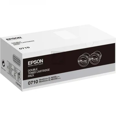 Produktbild von Epson 0710 - 2er-Pack - mit hoher Kapazität - Schwarz - original - Tonerpatrone - für WorkForce AL-M200DN, AL-M200DN Double pack bundle ETD, AL-M200DW, AL-MX200DNF, AL-MX200DWF