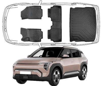 Produktbild von 3D Auto Fußmatten & Obere Kofferraumwanne Set Kompatibel mit KIA EV3 ab 2024