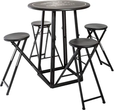 Produktbild von Tisch mit 4 stühlen für den außenbereich schwarz-weiß d77,5cm - Atmosphera créateur d'intérieur