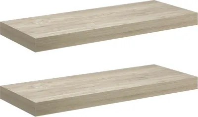 Zdjęcie produktu dla Półki Ścienne, 2 Szt., Kolor Dębowy, 60X23,5X3,8 Cm, Mdf Lumarko!