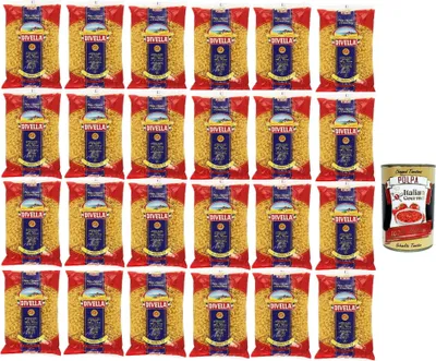 Produktbild von Divella Pasta 100% Italienisch Lumachine 52, Nudeln aus Hartweizengrieß, Kochen 7 Minuten 24x 500g + Italian Gourmet polpa 400g