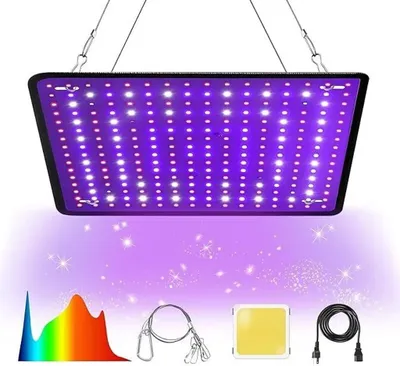 Produktbild von 600W LED Pflanzenlampe, Vollspektrum Rot Blau Weiß, 256 LEDs, Pflanzenwachstumslicht, energiesparend, langlebig, für Keimung, Gemüse, Sämlinge