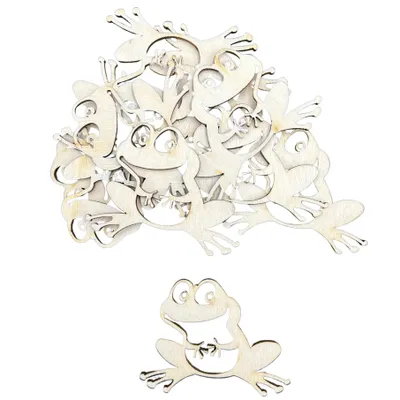 Produktbild von 9 Stück Holz Frosch Verzierungen – Holz-Scrapbooking Figuren – Frösche aus Sperrholz – 6,5 x 5 cm – DIY Basteln, Kinderdeko, Naturmotive, Karten gesta