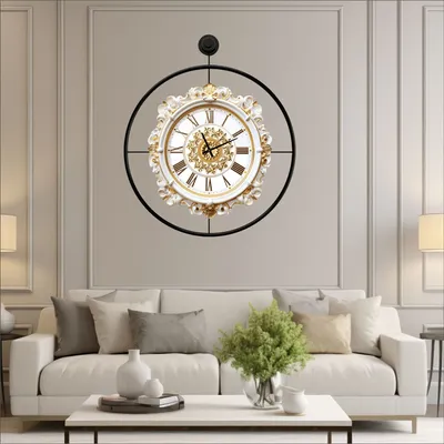Obrázok produktu pre Opviq, Mclock-00119, Dekoratívne kovové nástenné hodiny, čierne, 100 % KOV, 58 x 7 x 65 cm