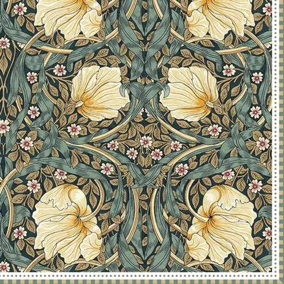 Produktbild von 20 Servietten William Morris black - Blüten an Barockblumen 33x33cm