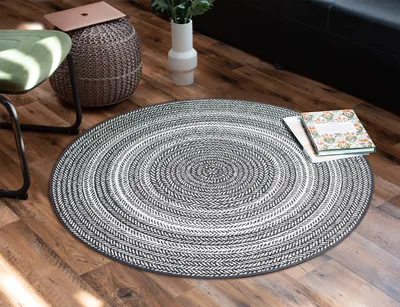 Produktbild von In- & Outdoor Teppich Rund FINN Schwarz, Ø120 cm
