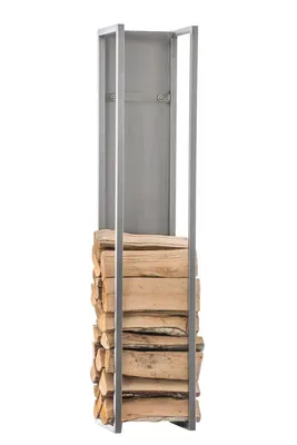 Produktbild von In And OutdoorMatch Stehendes Kaminholzregal Manley - Grauer Stahl - Für drinnen und draußen - 25x25x80cm - Holzlager aus Stahl