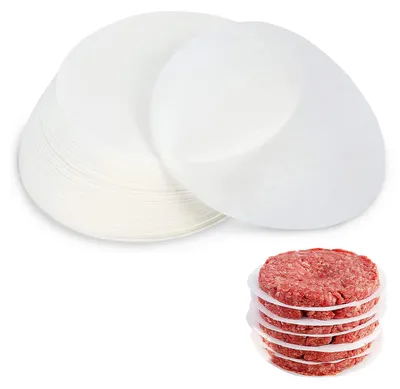 Produktbild von 500 Blatt Burgerpapier, 15 cm, antihaftbeschichtetes Burgerpapier, rundes Backpapier, für Burgerpressen, für Burger, Hamburger, Cheeseburger, 15 x 15 cm