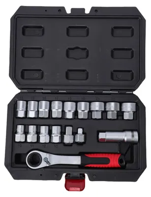 Immagine prodotto di Elzusha - Set di chiavi a bussola da 17 pezzi, da 10 a 24 mm, con chiave a cricchetto