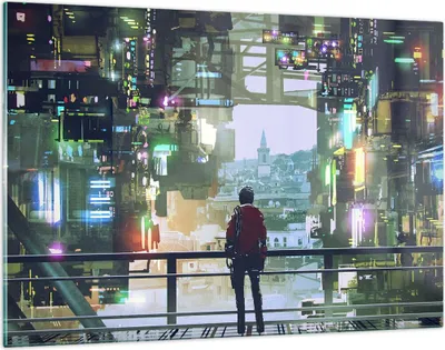 Produktbild von Bilder auf glas - Stadt Brücke Haus - 120x80cm - Glasbilder - Wandbilder - Kunstdruck - zum Aufhängen bereit - Wanddekoration aus Glas - Glas Bilder - Wandbild auf Glas - Einteilig - GAA120x80-4017