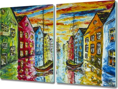 Produktbild von Coloray Hackbrett Kochplattenabdeckung Herdabdeckplatte 2x40x52 cm Schneidebrett Küchenbrett - Häuser