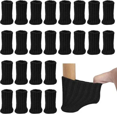 Produktbild von Famanu Stuhlsocken - Schwarz - Möbel-Schutzsocken mit Antirutsch-Pads