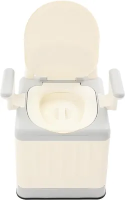 Imagen del producto de Aseo portátil - Aseos de camping - Camping y viajes - Armleuningen desmontable - Hasta 150 kg - Grey Beige