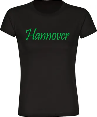 Produktbild von multifanshop Damen T-Shirt - Hannover - Schriftzug, schwarz, Größe M