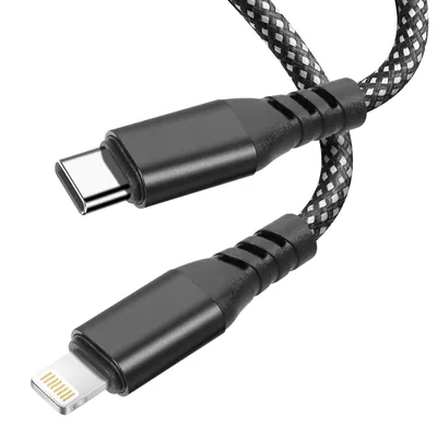 Zdjęcie produktu dla Kabel Moxie, USB-C do Lightning, 15W, do ładowania i synchronizacji, nylonowy, czarny, 2 metry