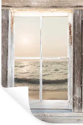 Produktbild von MuchoWow® Wandtattoo Wandsticker Wandaufkleber Durchsichtig - Holz - Meer 80x120 cm Selbstklebend und Repositionierbar - Repositionierbar - Wasser abweisend