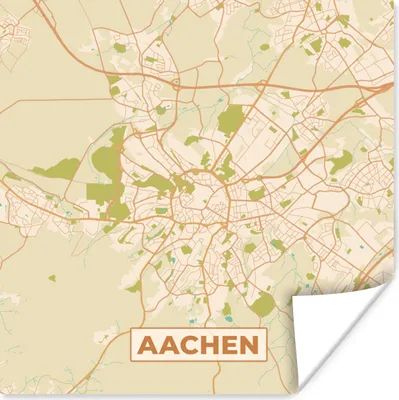 Produktbild von MuchoWow® Poster Karte - Jahrgang - Aachen - Stadtplan 50x50 cm - Wohnzimmerdekoration