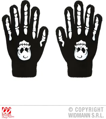 Produktbild von Knochenhandschuhe mit Totenkopf - Erwachsenengröße