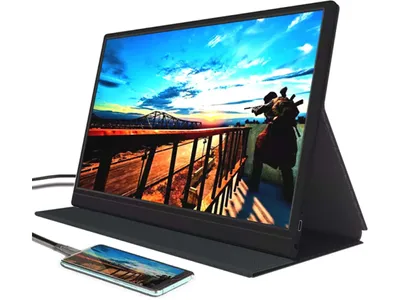 Produktbild von Denver PMO-15601 Tragbarer 15.6" Full HD Monitor mit IPS-Panel, USB-C, Mini HDMI und Magnetischem Ständer