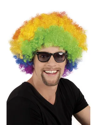 Produktbild von Regenbogen Afro-Perücke Kostüm-Accessoire bunt