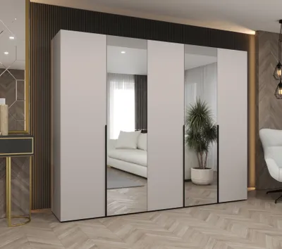 Obrázok produktu pre Šatníková skriňa 250 cm ASUDA so zrkadlami - kašmír / čierna
