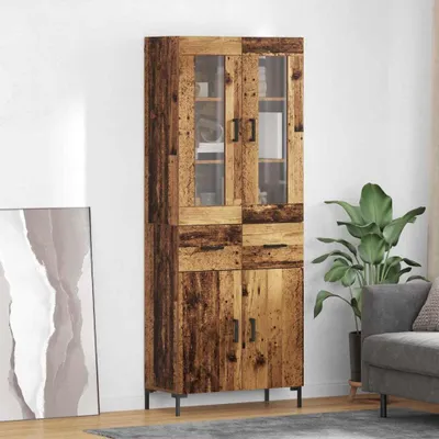 Zdjęcie produktu dla VidaXL Wysoka szafka, 2 sztuki, drewno z odzysku, 69,5 x 34 x 180 cm, płyta wiórowa