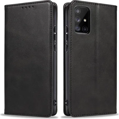 Produktbild von Handyhülle für Samsung Galaxy A71 Kunstleder Flip Cover Hülle Handytasche Case Kartenfach Farbe: Schwarz