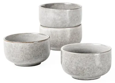 4 Müslischalen aus Steinzeug, 450 ml, grau, modern, spülmaschinenfest