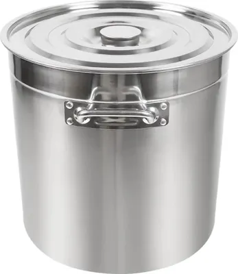 Produktbild von Topf aus Edelstahl - Suppen- & Fleischtopf - Große Kapazität - Mit Deckel und Griffen - Zum Schmoren, Kochen & Warmhalten