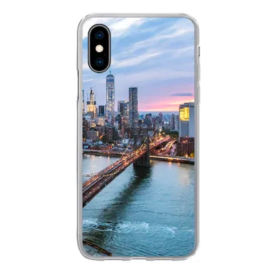 Produktbild von MuchoWow® Handyhülle Schutzhülle Hülle für iPhone X New Yorker Skyline an der Brooklyn Bridge Silikon Softcase Handy Hülle - Handyhülle