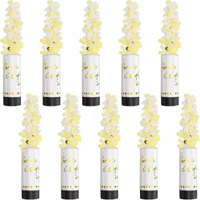 Productafbeelding van Confetti Kanonnen 10 Stuks, Witte, Feestartikelen voor Bruiloften, Verjaardagen, Binnen en Buiten