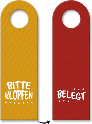 Produktbild von 3x Bitte klopfen oder belegt Türhänger mit Punkten in gelb-rot Türhänger