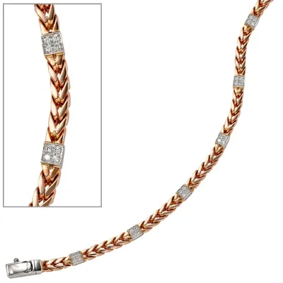 Produktbild von Armband mit 28 Diamanten 585 Gold Rotgold & Weißgold Armschmuck für Damen