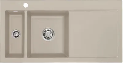 Produktbild von Auflagespüle KeraDomo MERA 100 Fango Becken links mit Handbetätigung