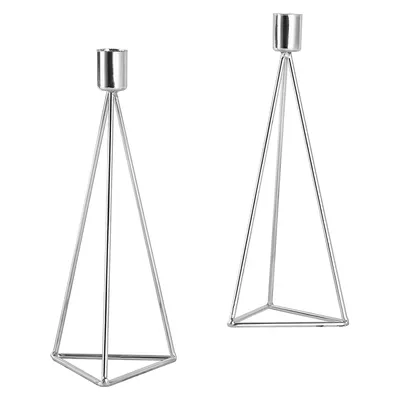 Produktbild von ECHTWERK 2-teiliges Teelicht-/ Kerzenhalter Set "Modern Big", Silber-Edition, 9,5 x 9,5 x 24,2 cm