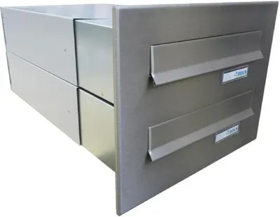 Produktbild von B-042 2er Edelstahl Durchwurfbriefkastenanlage (Tiefe: 39-62 cm)