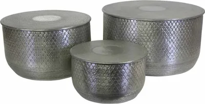 Produktbild von Orientalischer Beistelltisch Alava Silber, Größe:3er Set