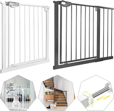 Obrázok produktu pre YARDIN zábrana na schody, dvojitý zámok, extra bezpečná kovová zábrana na dvere, čierna, 105-115 cm, zábrana na dvere | 90° doraz | automatické zatváranie