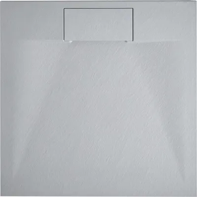 Produktbild von BELIANI Duschwanne Grau SMC-Masse Steinoptik Flach Quadratisch 90x90 cm mit Ablauf Seitlich Ablaufgarnitur Ablaufrinne Schürze 3 cm Hoch Duschtasse
