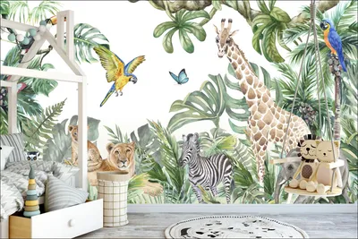 Obrázek produktu pro Deco-Wall | Viles fototapeta - dětský pokoj | safari | 300x200 cm | nástěnná malba | samolepka na zeď pro děti