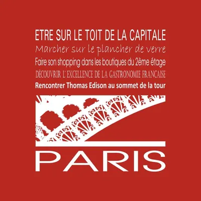 Image de Tableau sur toile Paris Tour Eiffel rouge 30x30 cm, Tableau mural moderne pour décoration intérieure