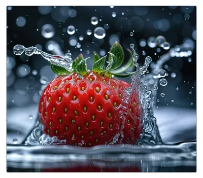 Produktbild von Spritzschutz Herdabdeckplatte Schneidebrett aus Glas Erdbeere Splash 1-Teilig (60x52cm)