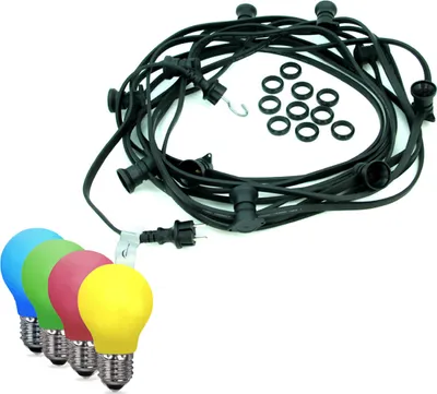 Produktbild von Illu-/Partylichterkette BLACKY 10m - Außenlichterkette schwarz - 10 bunte LED Tropfenlampen