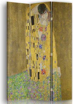 Produktbild von Paravent - Raumteiler Der Kuß - Gustav Klimt - Dekorativer Raumtrennercm. 110x150 (3 x)