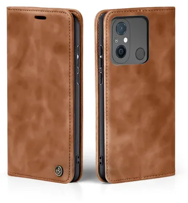 Produktbild von Handy Hülle für Xiaomi Redmi 12C Klapphülle Bookcase Flip Cover Handy Tasche Etui Farbe: Hellbraun