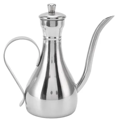 Obrázek produktu pro Olejová láhev 350 ml – nerezová ocel – dávkovač olivového oleje – dávkovač na olej/ocet – do kuchyně/na grilování – zakřivená výlevka