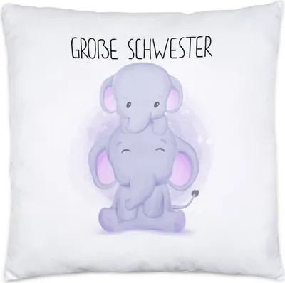Produktbild von Große Schwester Kissen Geschwisterliebe Sister Elefant Geborgenheit Beschützer Welt Liebe Familie Schwestern